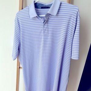 New Greyson Polo Golf Shirt Mens XL Lt Purple White Striped Collared Like New